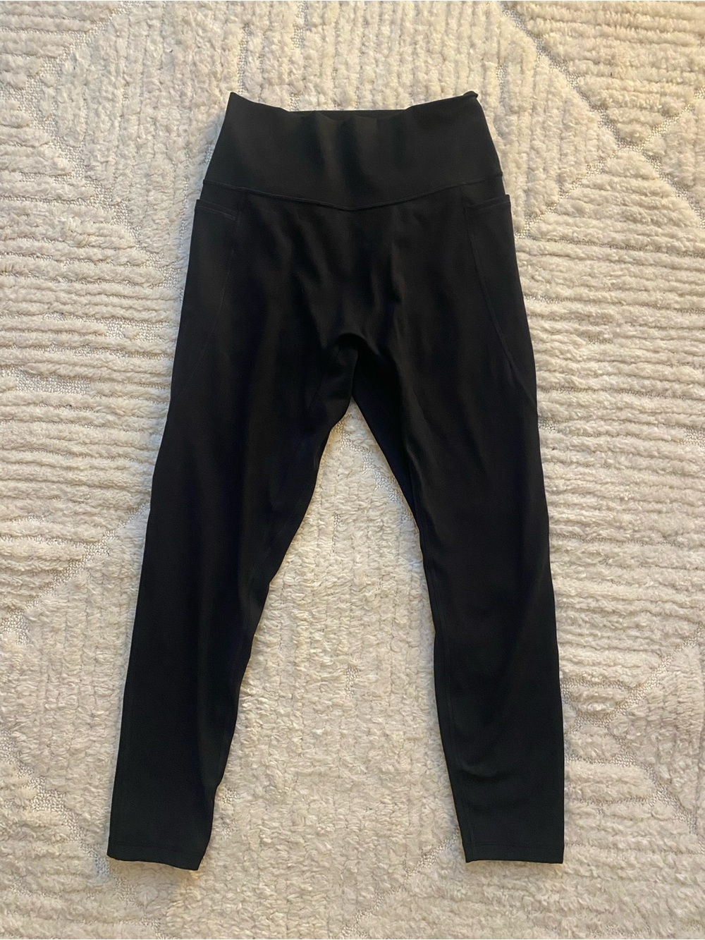 LSKD Fusion High-Waist Black Performance Leggings With Pockets, No Front Seam